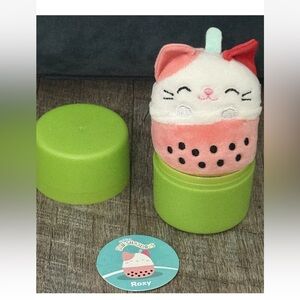 NEW Squishmallows Micromallows 2.5” Micro ROXY the Boba Tea Cat Hybrid